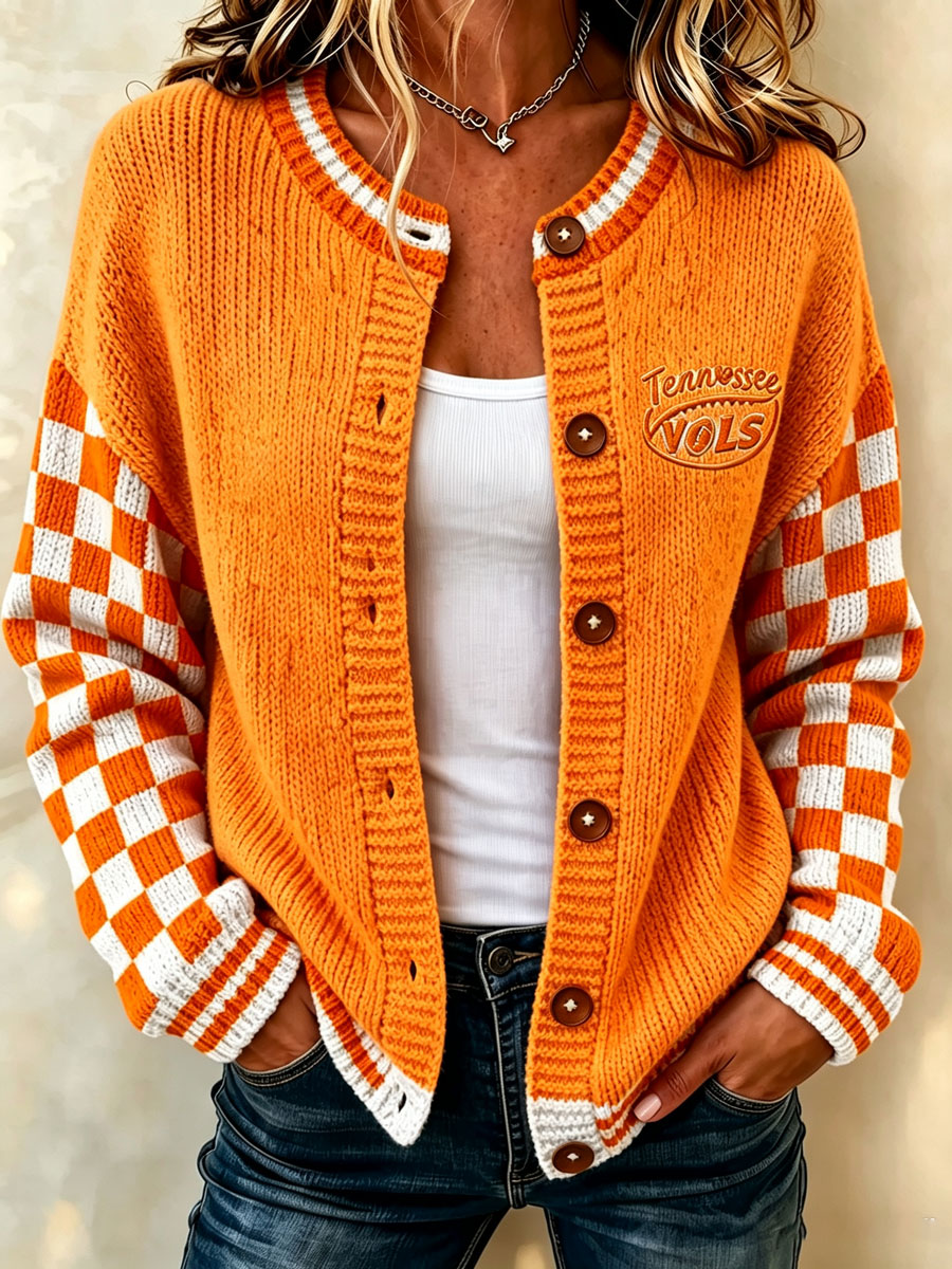 Women's Football Pattern Knitted Cardigan Top