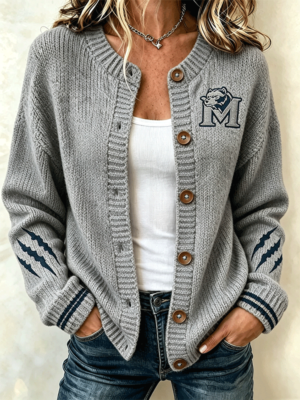 Women's Football Sports Casual Knitted Cardigan