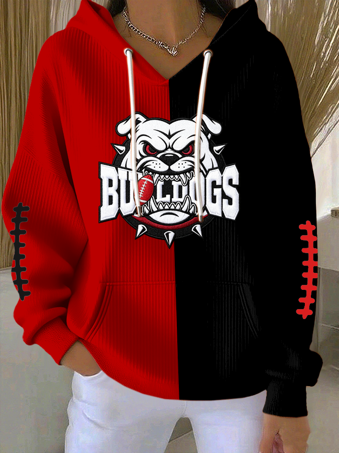 Women'S Football Print Hooded Sweatshirt