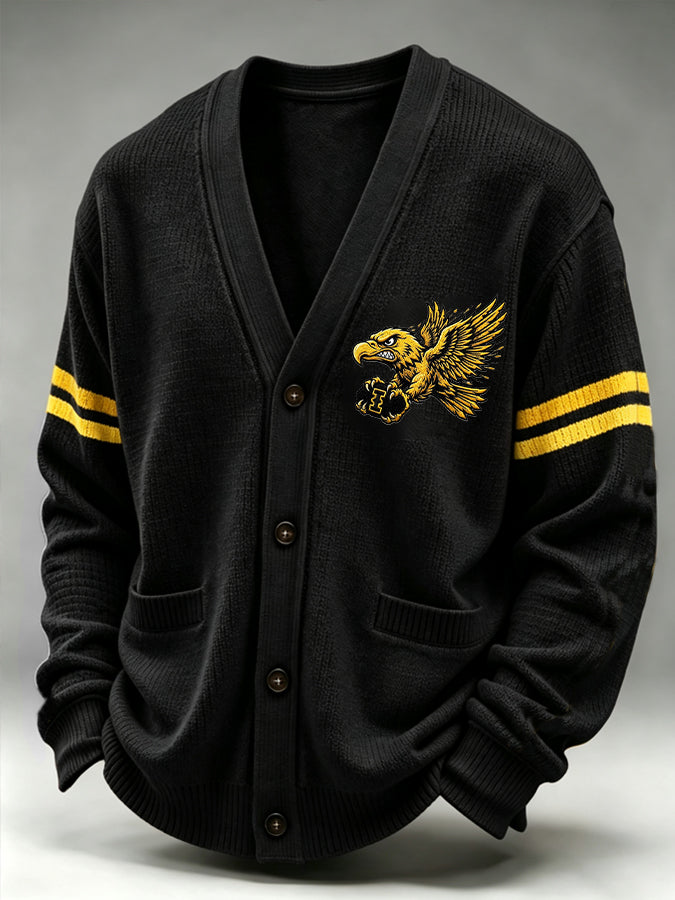 Men'S Casual Football Printed Cardigan