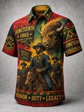 Men's Juneteenth Buffalo Soldier Freedom Art Print Short Sleeve Shirt