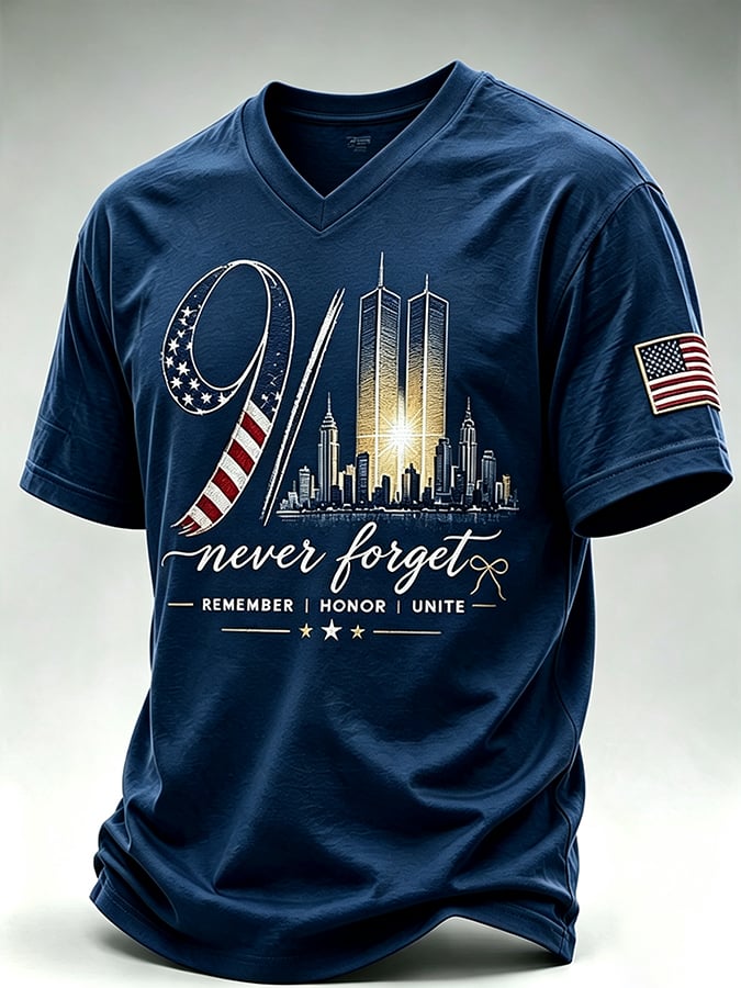 Men's 9.11 Never Forget Print Casual T-shirt