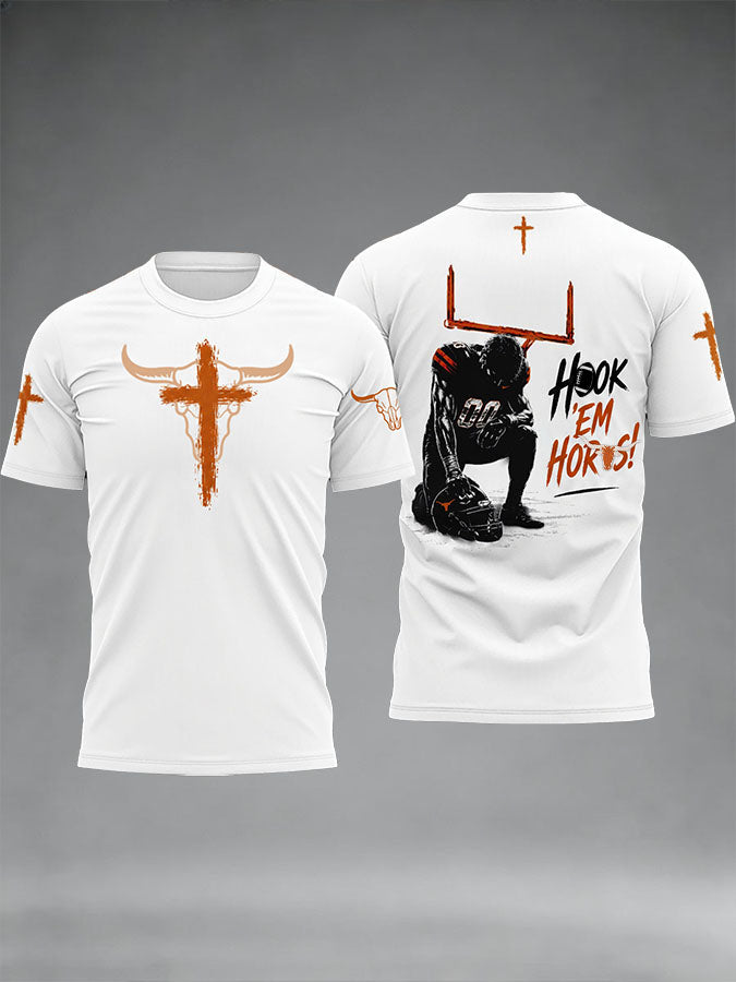 Men'S Rugby Printed Round Neck T-Shirt