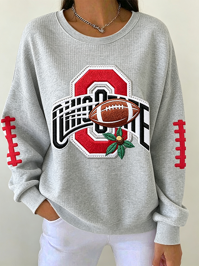 Women'S Football Print Casual Sweatshirt