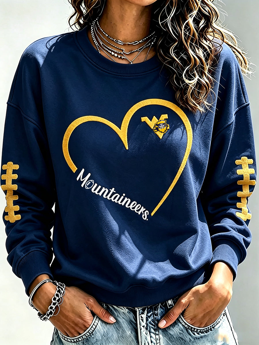 Women'S Retro Football Round Neck Sports Hoodie