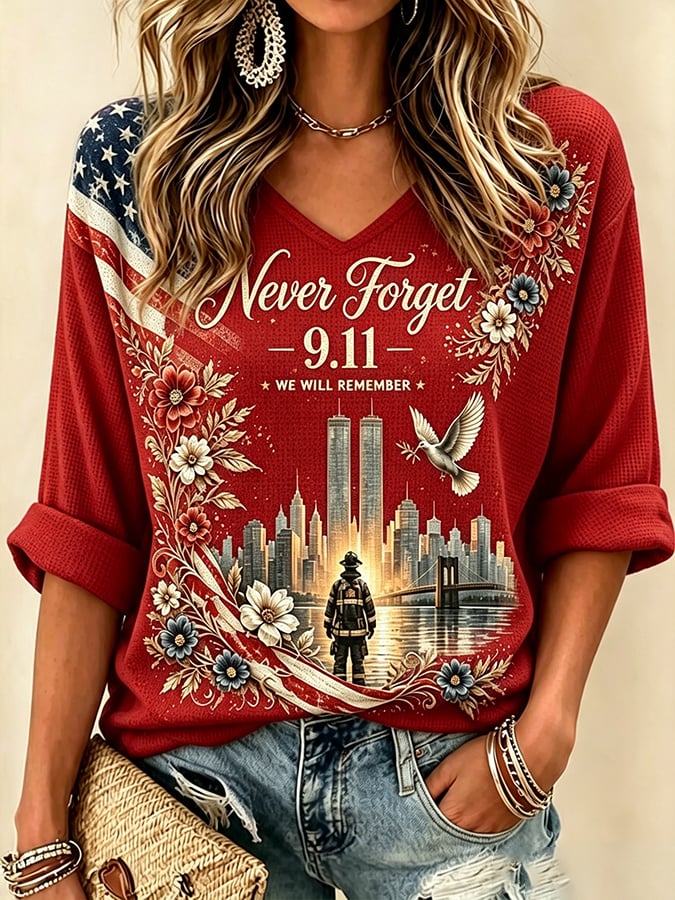 Women's Never Forget September 11 Print T-Shirt