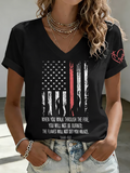 Wilderness Eagle Cross Faith Through The Fire V Neck Short Sleeve Vintage T-Shirt
