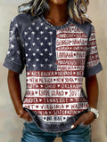 Women's Retro National Flag Print Color Block T-shirt