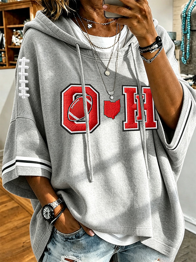 Women's University Football Fan Casual Loose Hoodie