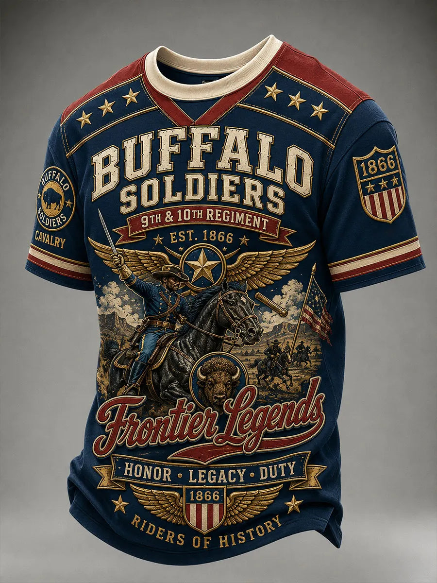 Buffalo Soldier Vintage Frontier Legends 3D Graphic T-Shirt