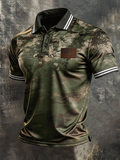 Men'S American flag Print Casual Polo Shirt