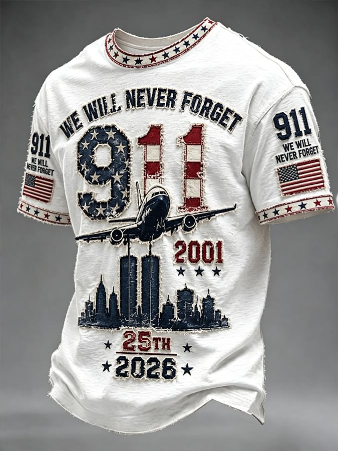 Men's We Will Never Forget 9 11 Printing  T-Shirts