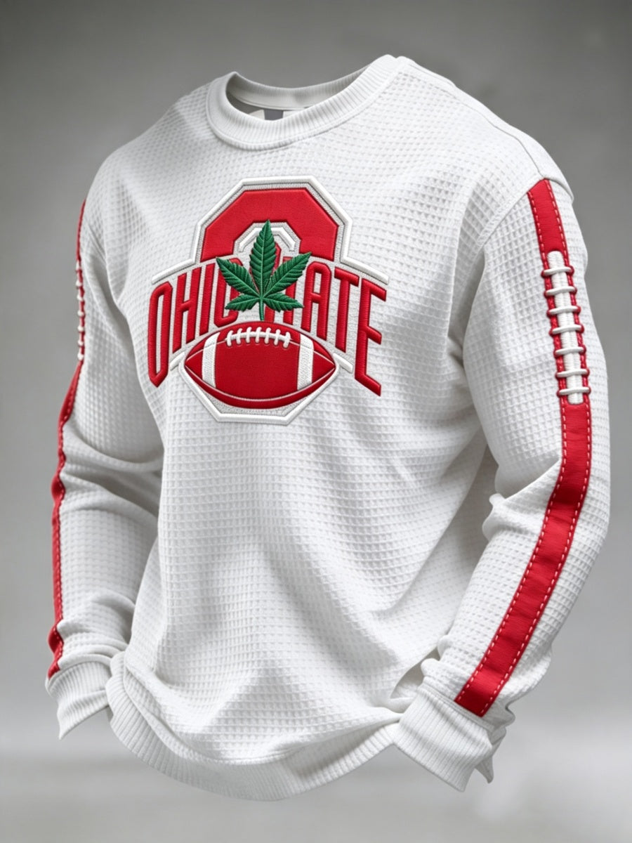 Men'S Football Game Printed Waffle Sweatshirt