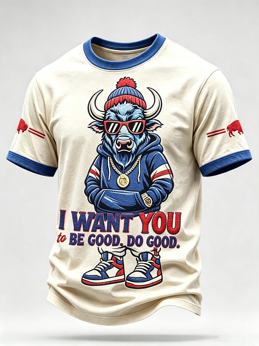 Men'S Football Lover Bulls Be Good Art Printed T-Shirt