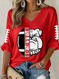 Women'S Football Print Waffle  Top