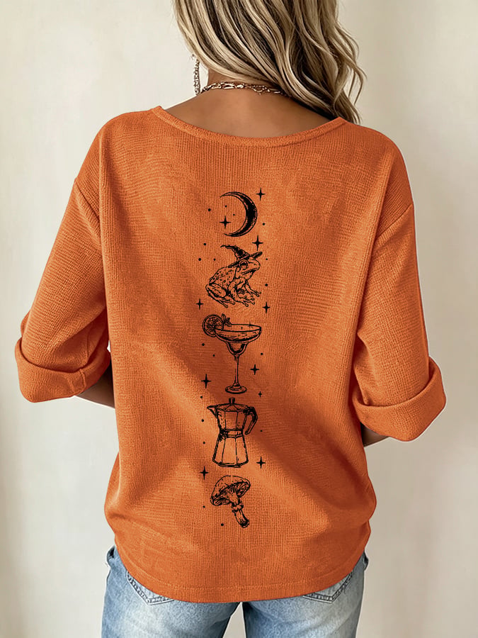 Women's Midnight Margaritas Print V Neck Top