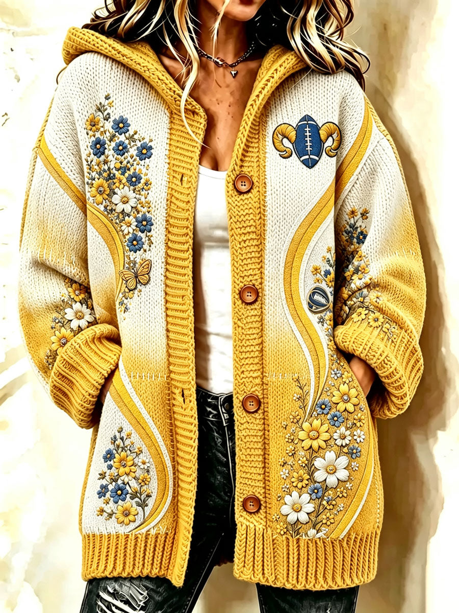 Women's Football Printed Casual Cardigan
