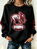 Women'S Football Print Long Sleeved Round Neck Sweatshirt