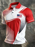 Men'S Retro American Patriots Independence Day 250Th Anniversary Commemorative Lapel Short Sleeved Shirt