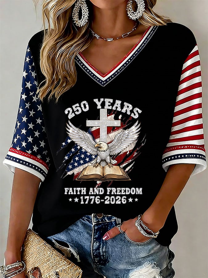 Women's Casual Printed Waffle Top