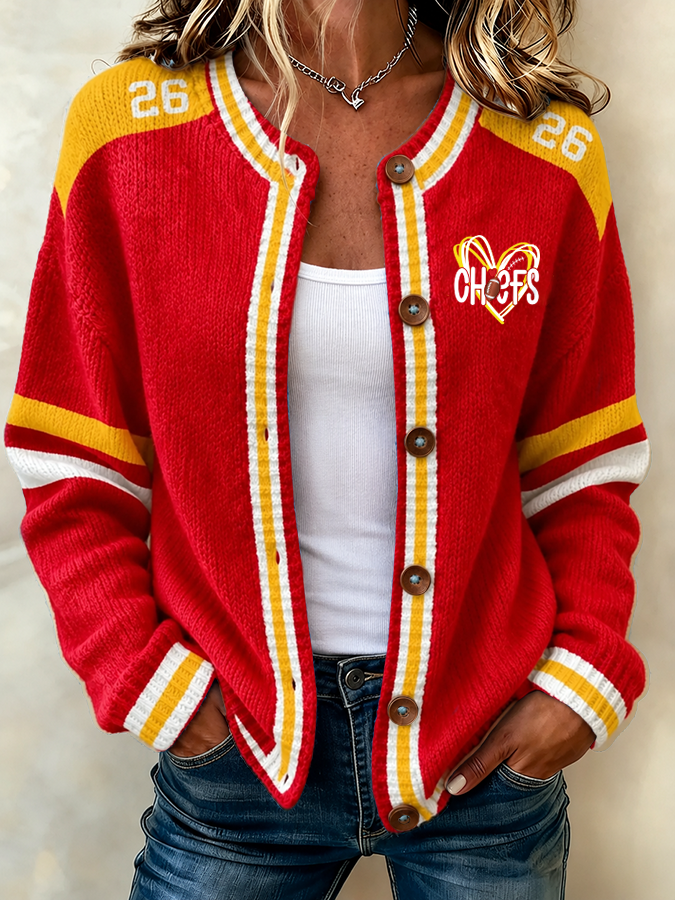 Women'S Football Print Waffle Top