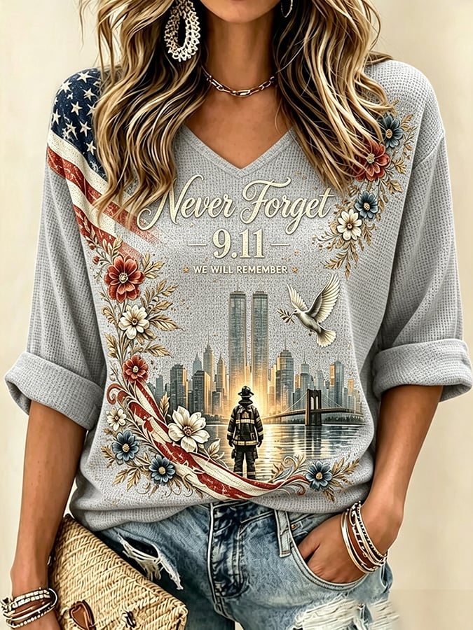 Women's Never Forget September 11 Print T-Shirt