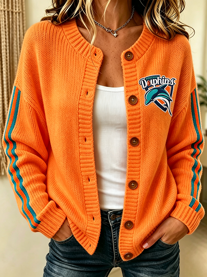 Women'S Casual Football Plant Knitted Cardigan Top