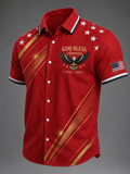 Men'S Casual American 250Th Anniversary Personalized Printed Lapel Shirt