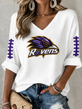 Women'S Football Print Waffle  Top