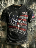 Men'S Casual USA Commemorative Printed Round Neck T-Shirt