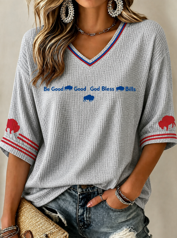 Women'S Football  Print Waffle  Top