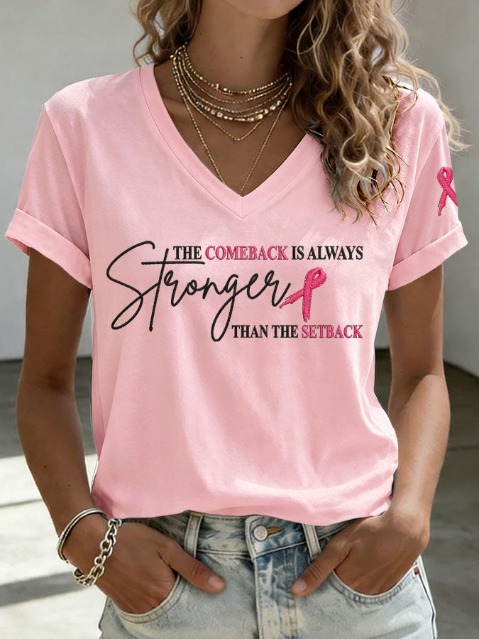 Women'S Breast Cancer Awareness Printed Casual T-Shirt