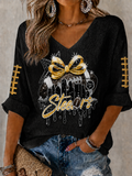 Women'S Football Print Waffle Top