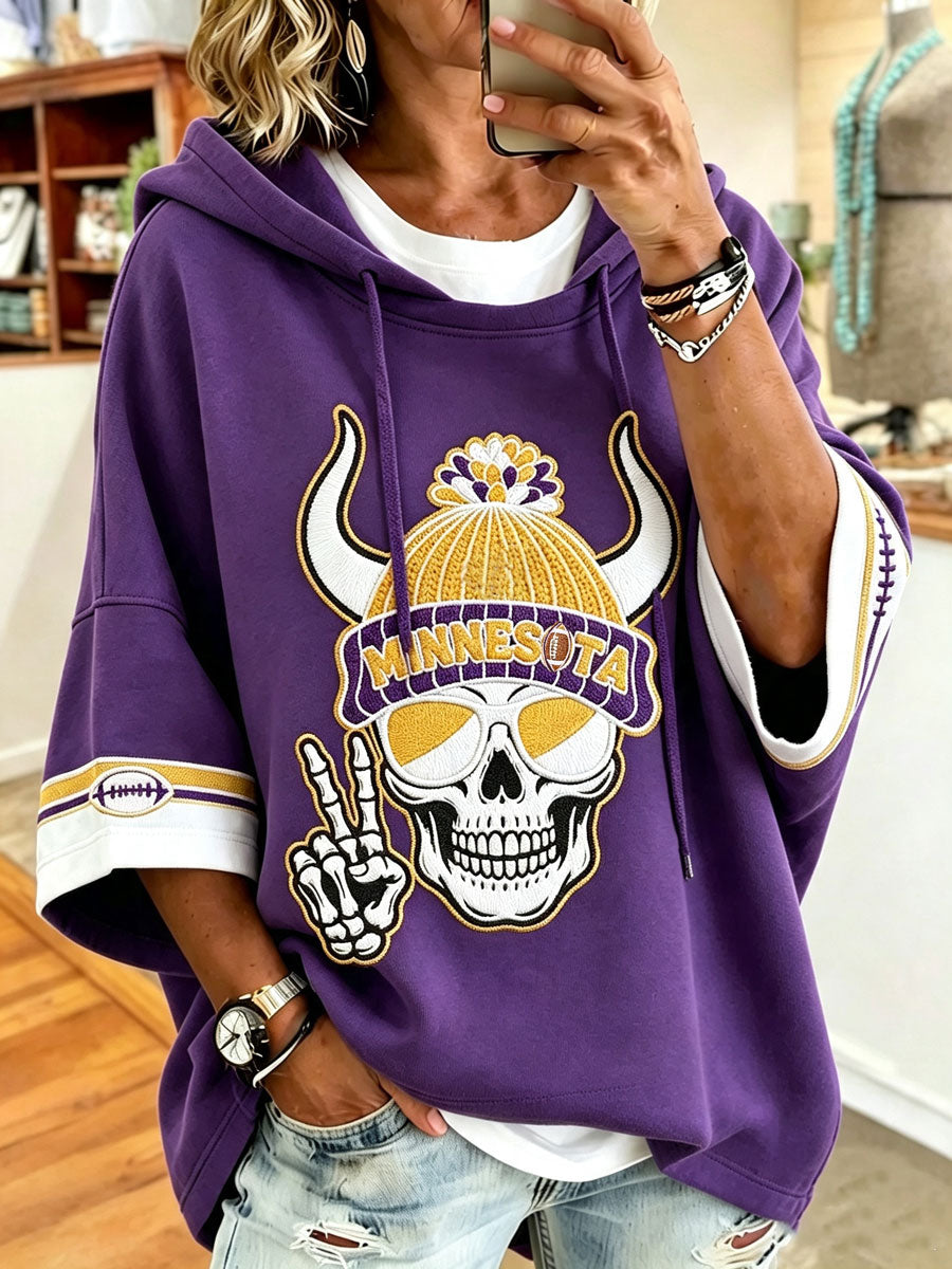 Women'S Vintage Football Print Hoodie
