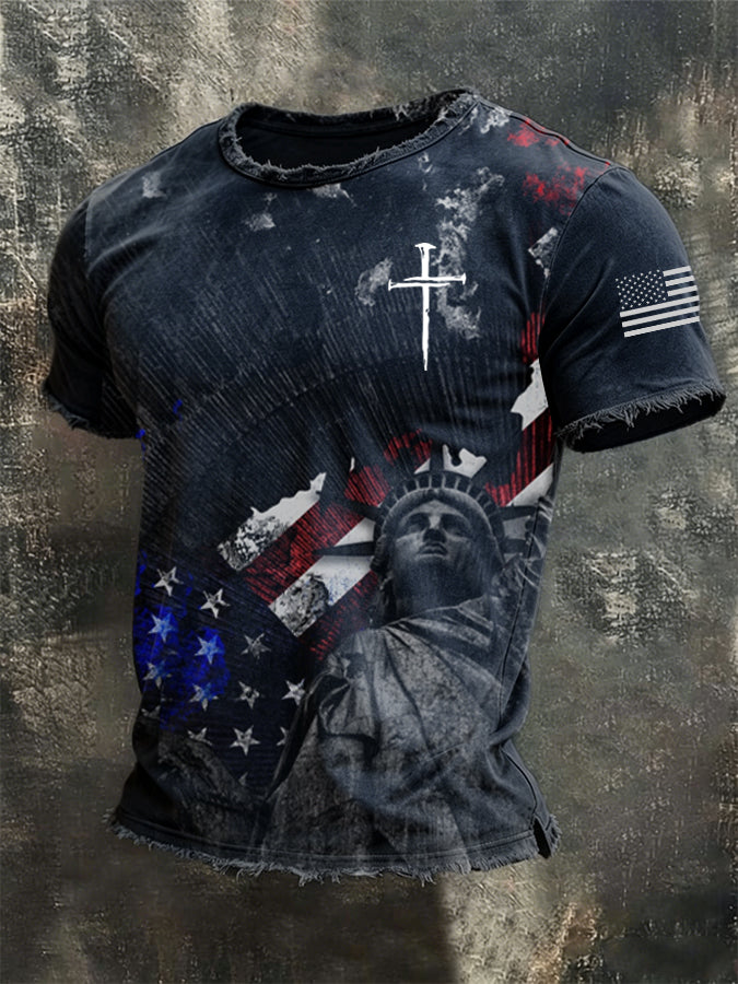Men's American Flag Printed Casual T-shirt
