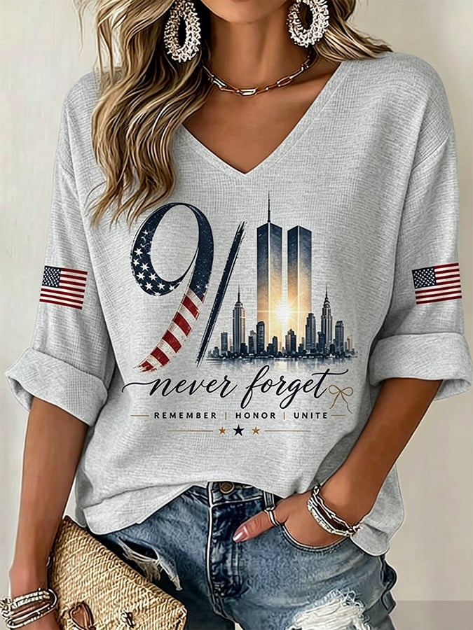Women's Never Forget September 11 Print T-Shirt