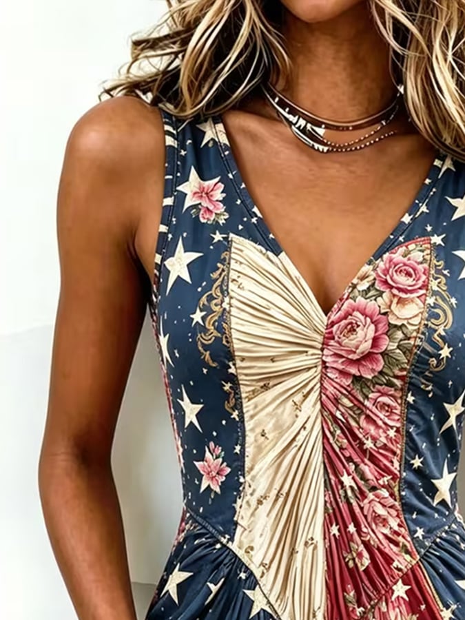 Women's Independence Day Printed Ruched Tank Top