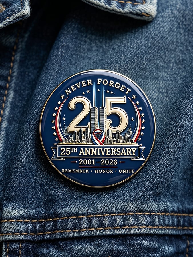 Unisex 9/11 25th Anniversary We Will Never Forget Brooch