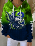 Rugby Team Colored Casual Women's Hooded Printed Sweatshirt