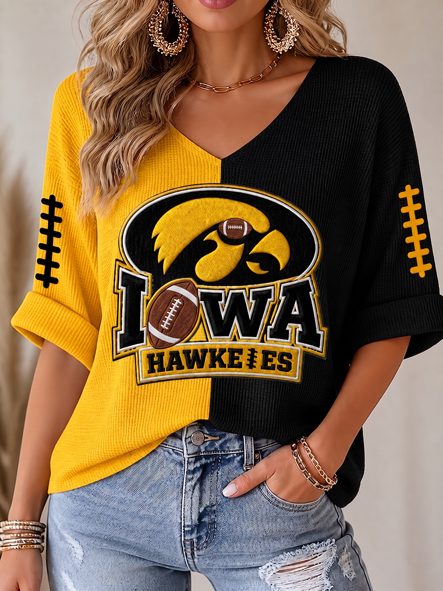 Women'S Football Print Waffle Top