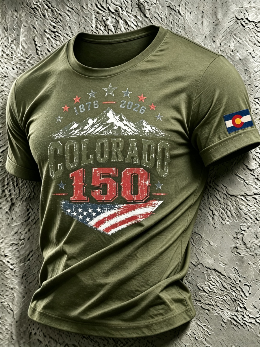 Men's Colorado 150th Anniversary America 250th Anniversary Print Short Sleeve T-Shirt