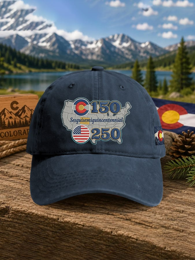 Retro Sesqui Semiquincentennial Colorado 150 Years Usa 250 Print Baseball Cap
