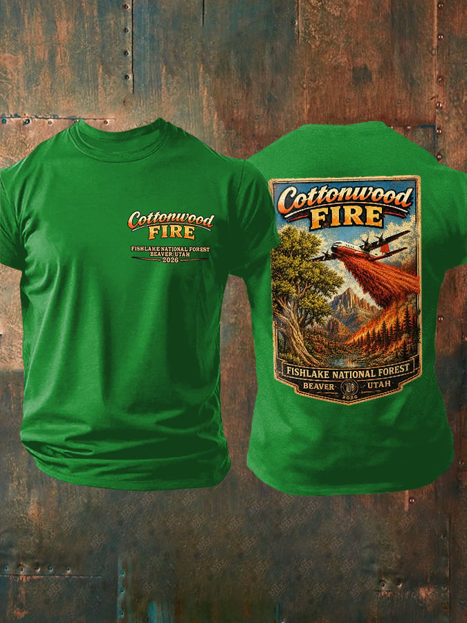 Men'S Retro Cottonwood Fire Fishlake National Forest, Beaver, Utah 2026 Print T-Shirt