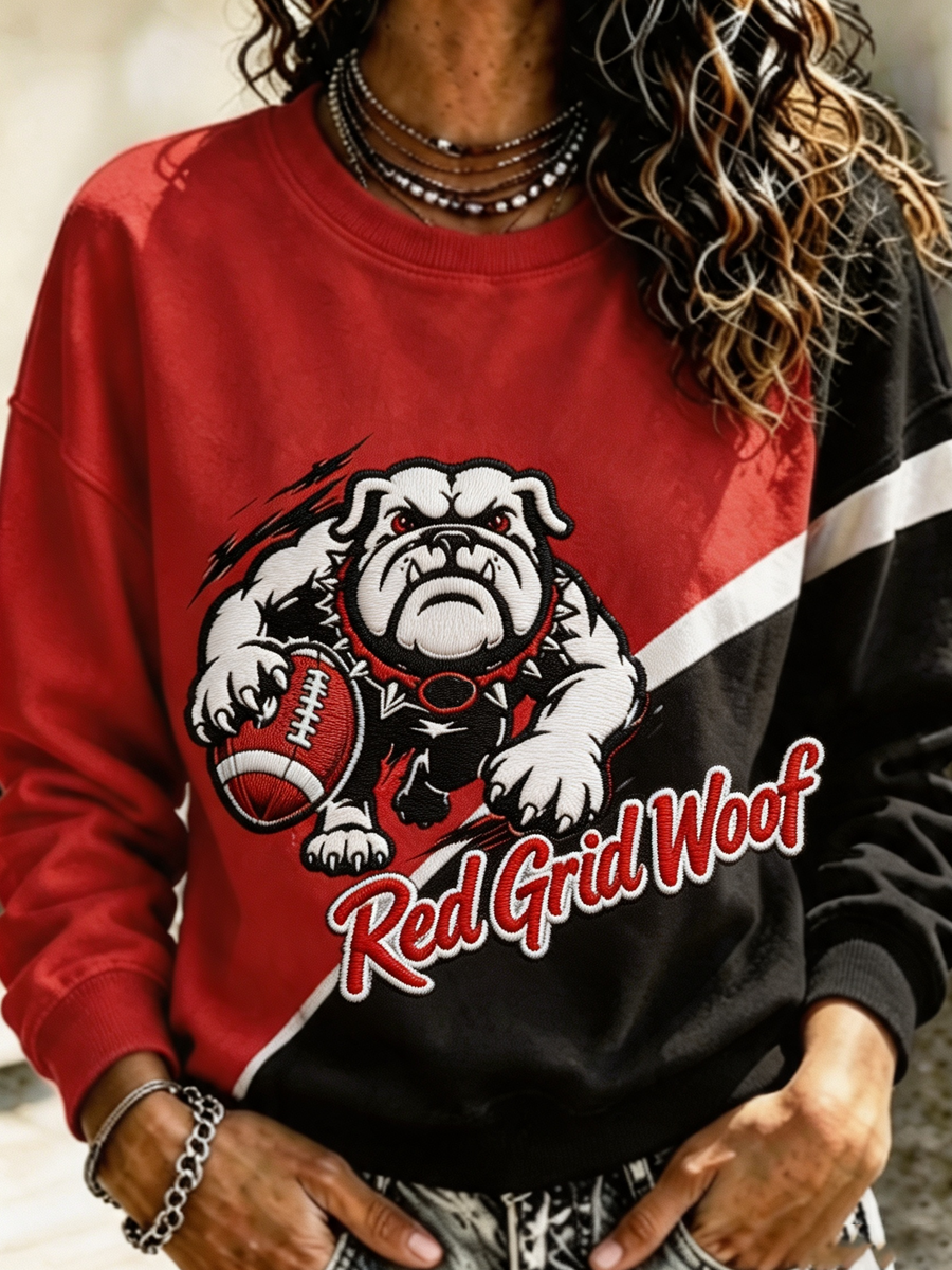 Women'S Retro Football Round Neck Sports Shirt