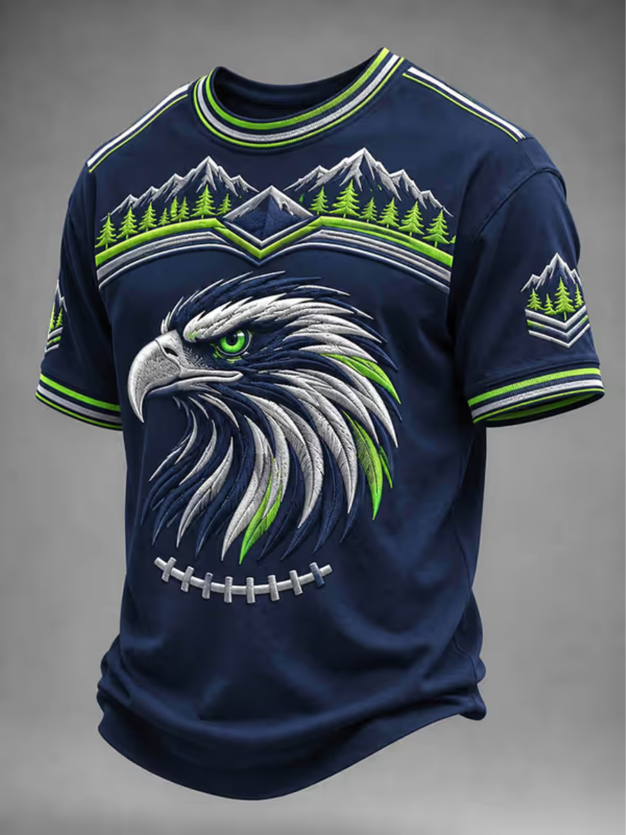 Men'S Football Printed Short Sleeved T-Shirt