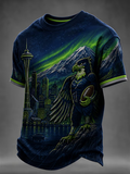 Men'S Casual Rugby-Print T-Shirt