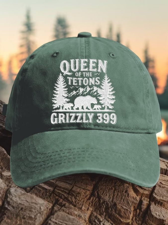 Retro Queen Of The Tetons Grizzly 399 Print Baseball Cap