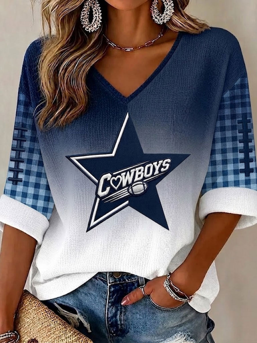 Women'S Football Print Waffle  Top