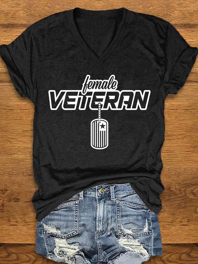 Women's "Female Veteran" Print T-Shirt