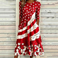 Women'S Retro Flag Printed Casual Dress